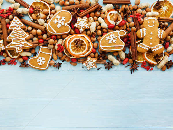 Navidad nueces secado naranjas especias pan de jengibre Foto stock © AGfoto