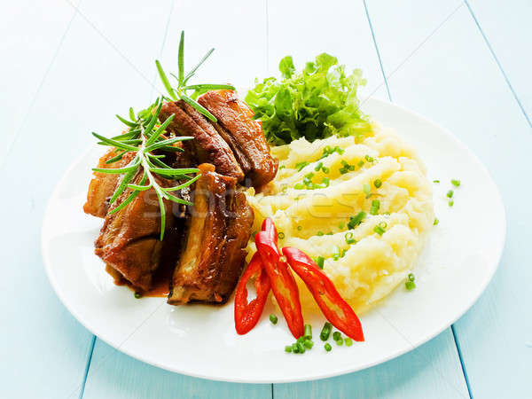Pork ribbs with veggies Stock photo © AGfoto