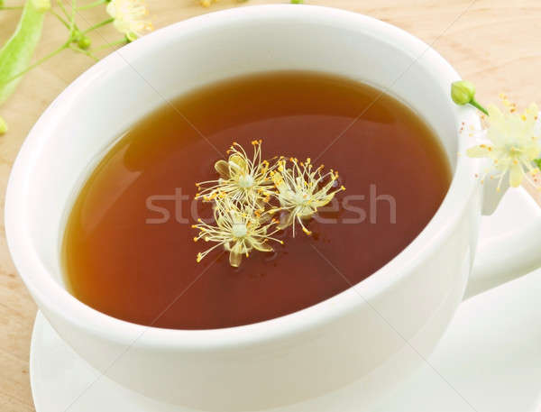 Hárs tea fehér csésze citrus virág Stock fotó © AGfoto