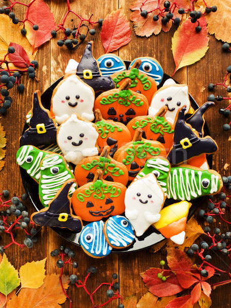 Zencefilli çörek halloween kurabiye sevimli sığ Stok fotoğraf © AGfoto
