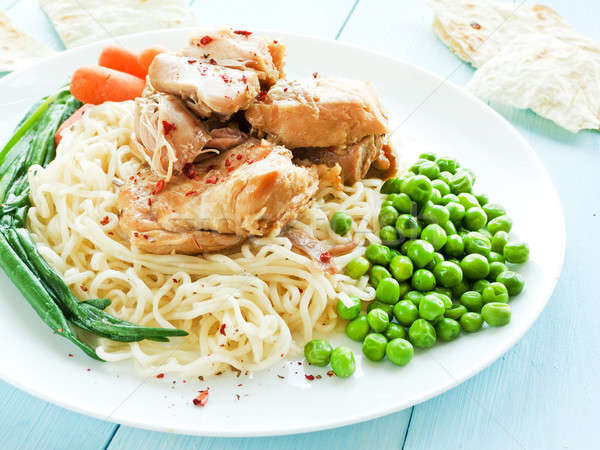 Foto stock: Cena · pollo · verde · chícharos