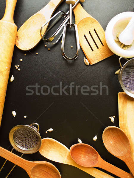 Stock photo: Kitchen utensil background