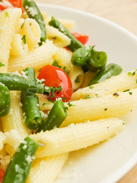 Italiana pasta pomodorini fagioli verdi poco profondo Foto d'archivio © AGfoto