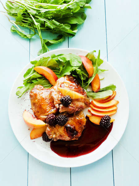 Baked chicken with fruits Stock photo © AGfoto