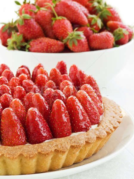 Tarte plaque maison fraise peu profond [[stock_photo]] © AGfoto