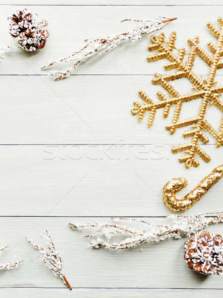 Karácsony díszek fából készült arany fehér ezüst Stock fotó © AGfoto