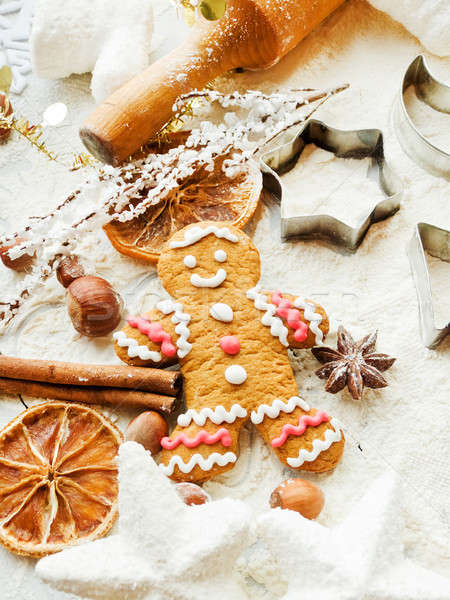 Weihnachten Cookie Gewürze Hintergrund Metall Stock foto © AGfoto