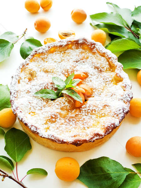 Süß Aprikose pie frischen gebacken mint Stock foto © AGfoto