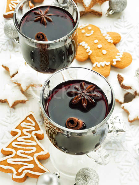şarap baharatlar Noel kurabiye sığ Stok fotoğraf © AGfoto
