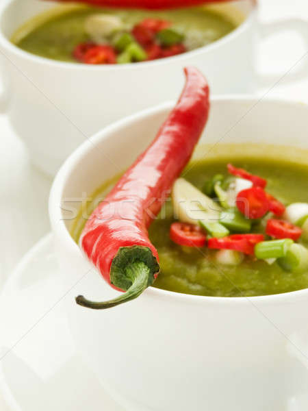 Foto stock: Sopa · verde · raso · vermelho