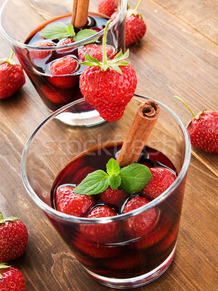 Wine with strawberries Stock photo © AGfoto