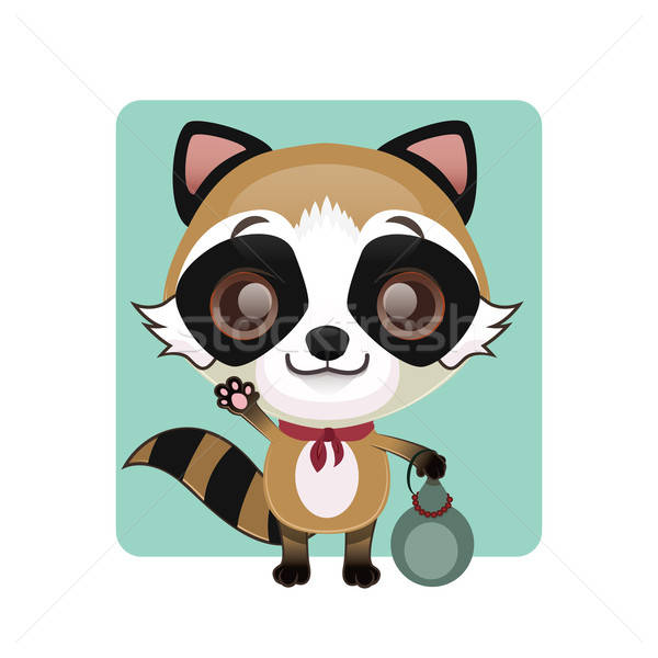 Drăguţ raccoon câine sticlă fericit Imagine de stoc © AgnesSz
