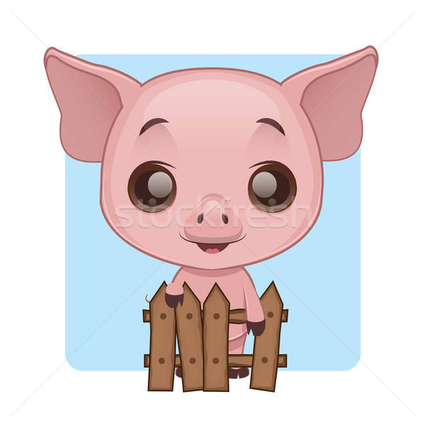 Drăguţ porc în picioare înapoi gard fundal Imagine de stoc © AgnesSz