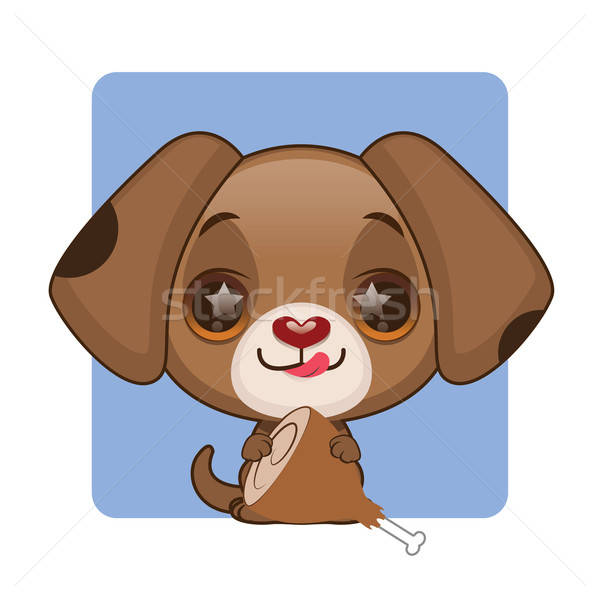 Bonitinho marrom cachorro comer carne Foto stock © AgnesSz