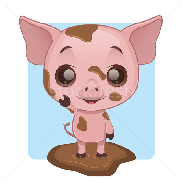 Drăguţ murdar porc în picioare copil Imagine de stoc © AgnesSz
