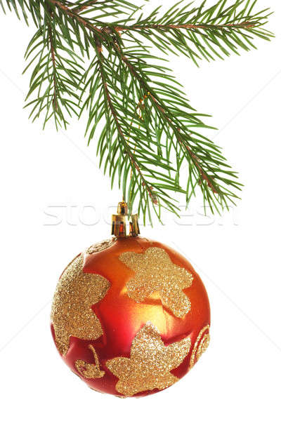 Stockfoto: Christmas · decoratie · bal · tak · geïsoleerd