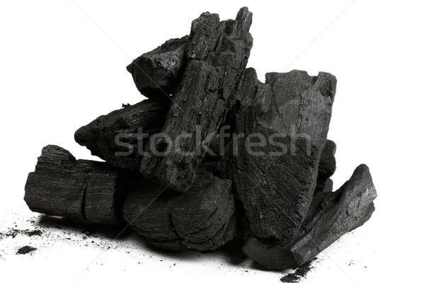 Holzkohle vorbereitet Verbrennung isoliert weiß Feuer Stock foto © AGorohov