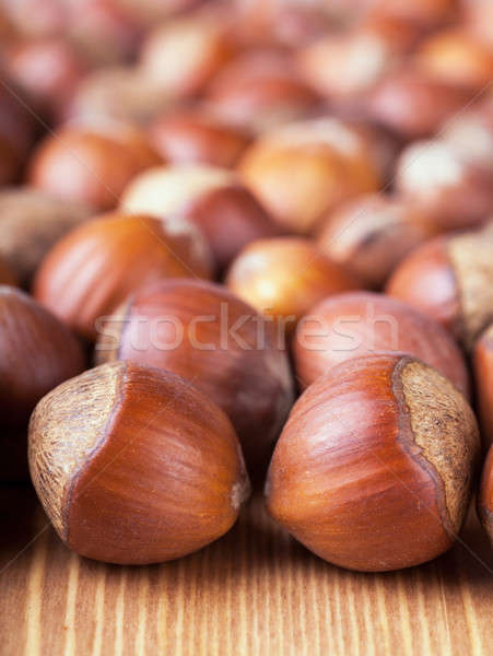 Haselnüsse Ansicht Holztisch Essen Obst Stock foto © AGorohov