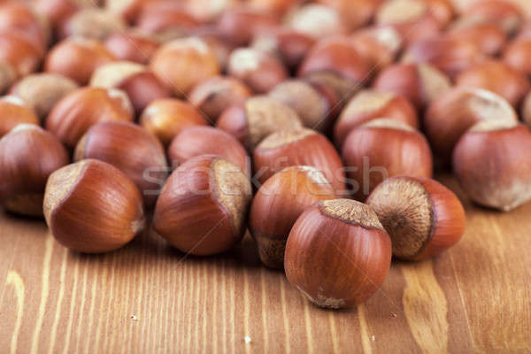 Stock foto: Haselnüsse · Ansicht · viele · Tabelle · Essen