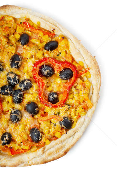 Scheibe Pizza Hälfte weiß Essen Party Stock foto © AGorohov