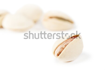 Pisztácia makró kilátás fehér reggeli kagyló Stock fotó © AGorohov