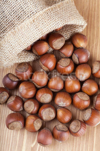 Haselnüsse Ansicht Holztisch Essen Natur Stock foto © AGorohov