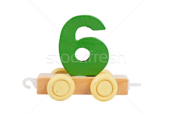 Houten speelgoed aantal wielen geïsoleerd witte school Stockfoto © AGorohov
