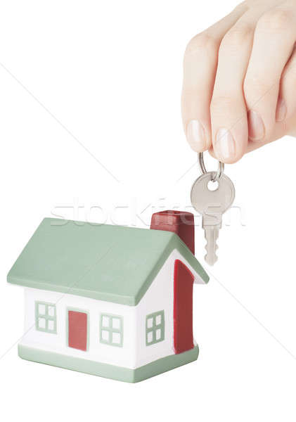 Stock foto: Haus · Schlüssel · wenig · Spielzeug · Hand · isoliert