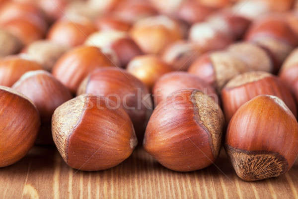 Haselnüsse Ansicht Holztisch Essen Obst Stock foto © AGorohov