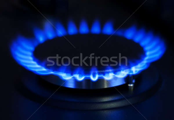 Kék benzin tűzhely sötét tűz fény Stock fotó © AGorohov