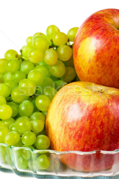 Früchte Äpfel Trauben Platte Apfel Obst Stock foto © AGorohov