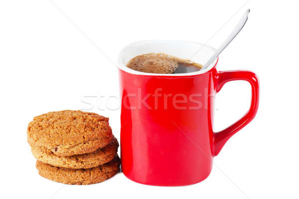 カップ コーヒー 赤 クッキー 孤立した 白 ストックフォト © AGorohov