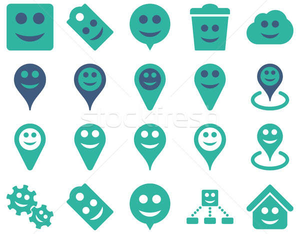 Herramientas emociones sonrisas mapa iconos establecer Foto stock © ahasoft