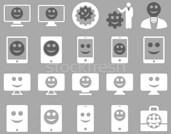 Werkzeuge Optionen lächelt Geräte Symbole Set Stock foto © ahasoft