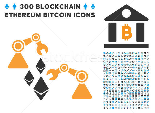 Ethereum Mine Robotics Flat Icon with Collection Stock photo © ahasoft