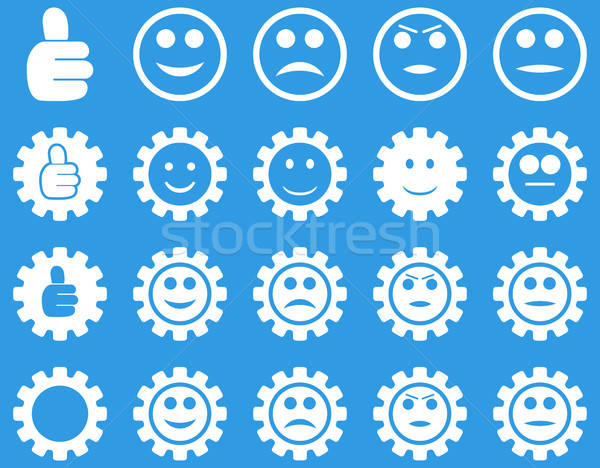 Stockfoto: Glimlach · versnellingen · iconen · vector · ingesteld