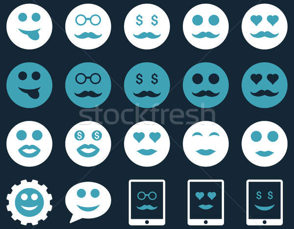 Stockfoto: Glimlach · emotie · iconen · ingesteld · stijl