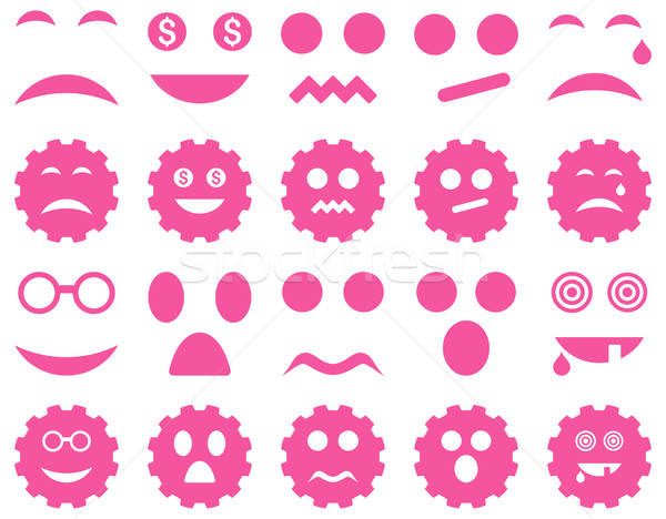 Stockfoto: Tool · versnelling · glimlach · emotie · iconen · vector