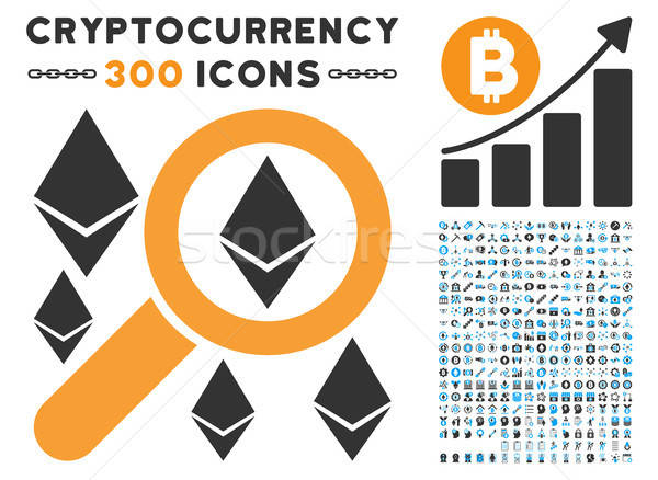 Search Ethereum Flat Icon with Collection Stock photo © ahasoft