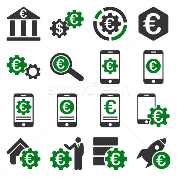 Euros bancaires affaires Ouvrir la outils icônes [[stock_photo]] © ahasoft