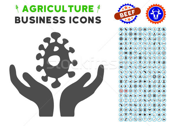 Biotecnologia ícone agricultura conjunto cinza comercial Foto stock © ahasoft