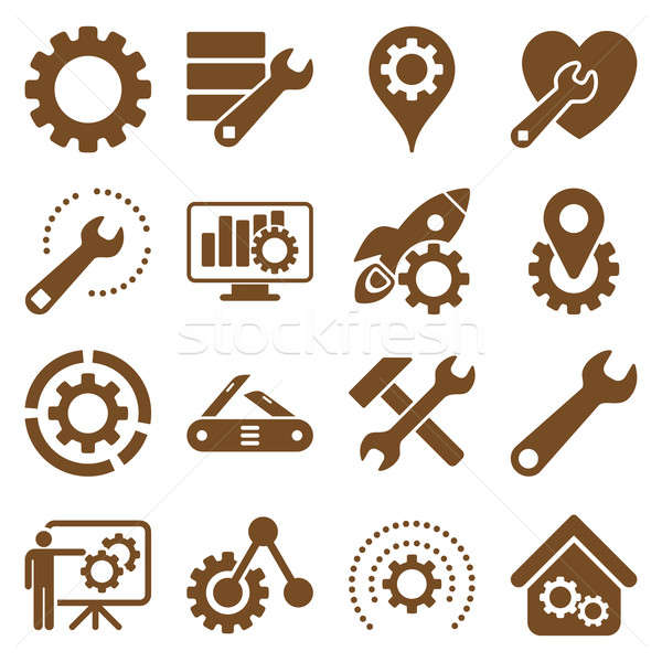 Lehetőségek szolgáltatás szerszámok ikon gyűjtemény stílus szimbólumok Stock fotó © ahasoft