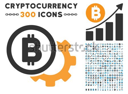 Bitcoin kredit óra ikon gyűjtemény okos szerződés Stock fotó © ahasoft