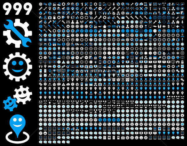 Ferramentas engrenagens smiles mapa móvel ícones Foto stock © ahasoft