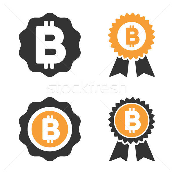 Bitcoin Award Seal Vector Icon Set Stock photo © ahasoft