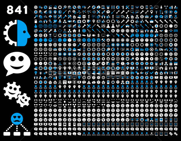 841 smile, gear, tool, map markers, mobile icons Stock photo © ahasoft