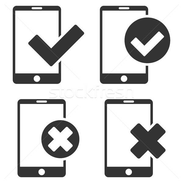 Apply And Reject Smartphone Vector Flat Icon Set Stock photo © ahasoft