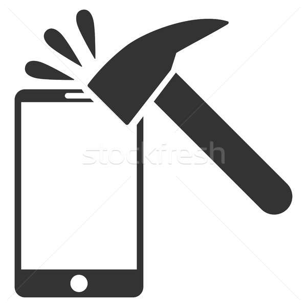 Hammer Break Smartphone Flat Raster Icon Stock photo © ahasoft