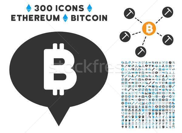 Bitcoin Banner Balloon Flat Icon with Set Stock photo © ahasoft
