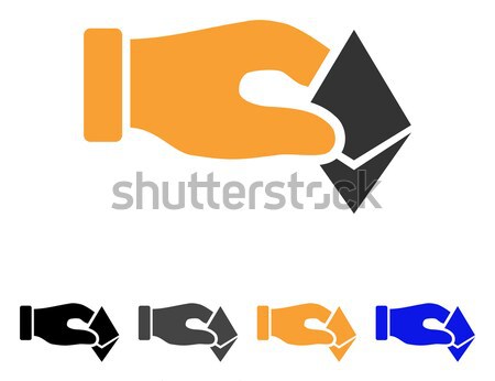 Hand Take Ethereum Flat Icon with Collection Stock photo © ahasoft
